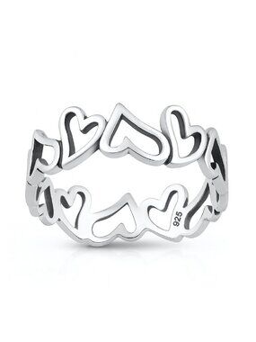 NWT- Sterling Silver (925) Hearts Eternity Band Ring, Multiple Sizes